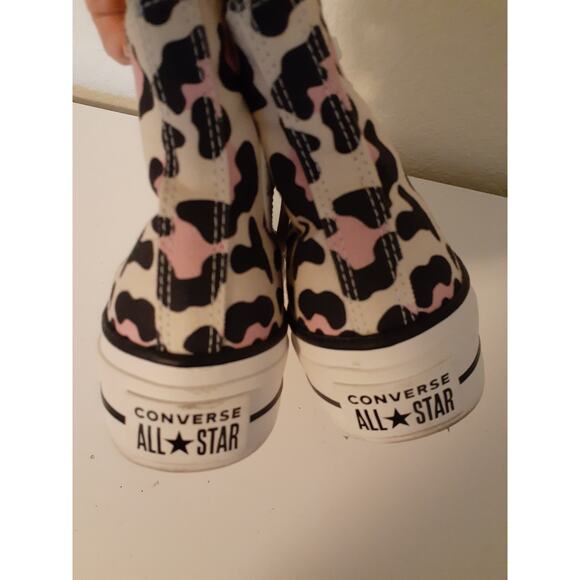Converse All Star Lift Ladies Pink Platform Leopard Print Hi Top Sneakers 5.5 - Picture 4 of 9
